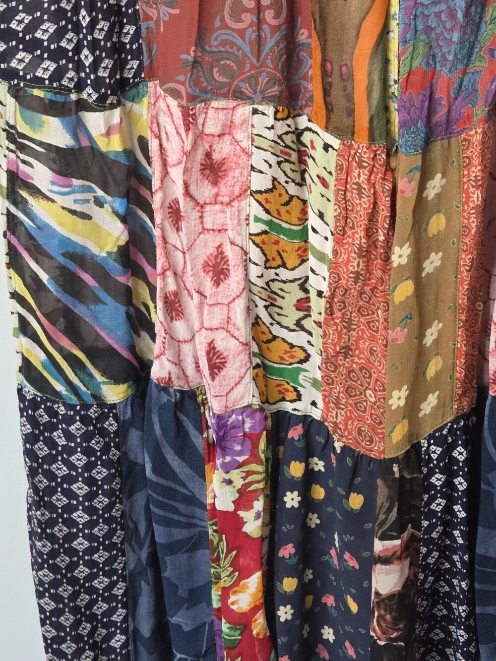 Young Threads Boho Patchwork Wide‑Leg Palazzo Pants XL Drawstring Pockets Flowy - Picture 8 of 14